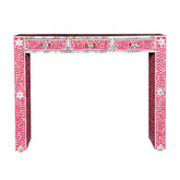 Mother Of Pearl Inlay Floral Console Table Pink 2